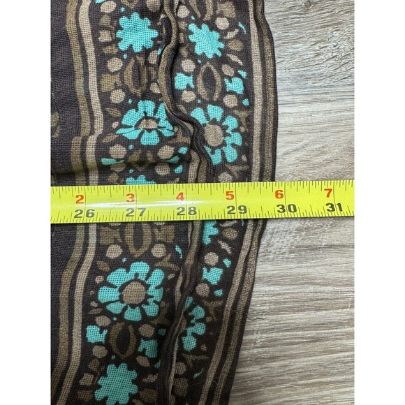 Trina Turk Halter Top Size 8 Cotton Side Zip Brown Teal Floral - Picture 8 of 10